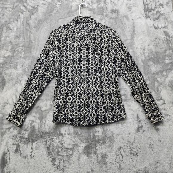 Cruel Girl Top Womens L Black Cream Geometric Pearl Snap Western Cowgirl Casual - Picture 3 of 10